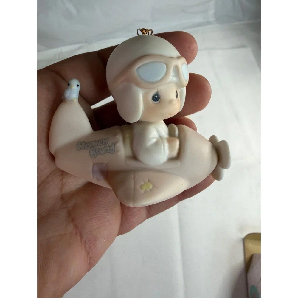 Precious Moments Christmas Ornament Lot of 6 Vintage Porcelain Figurines w Boxes